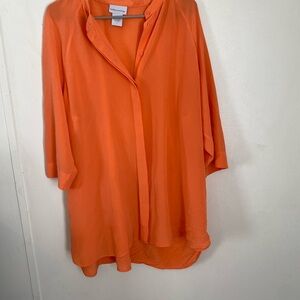 Orange Button-Up Blouse